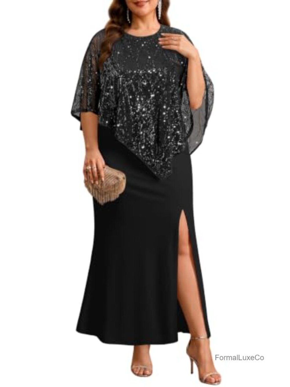 Plus Size Sequin Mermaid Formal Evening Dress